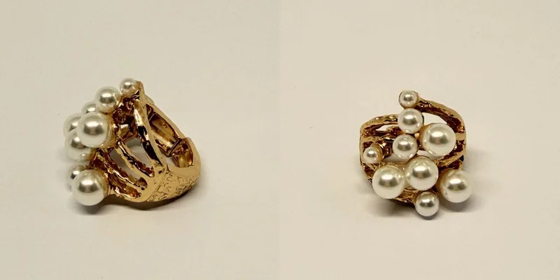 Anel dourado com mix de texturas e acabamentos variados — ref. ANL0065A