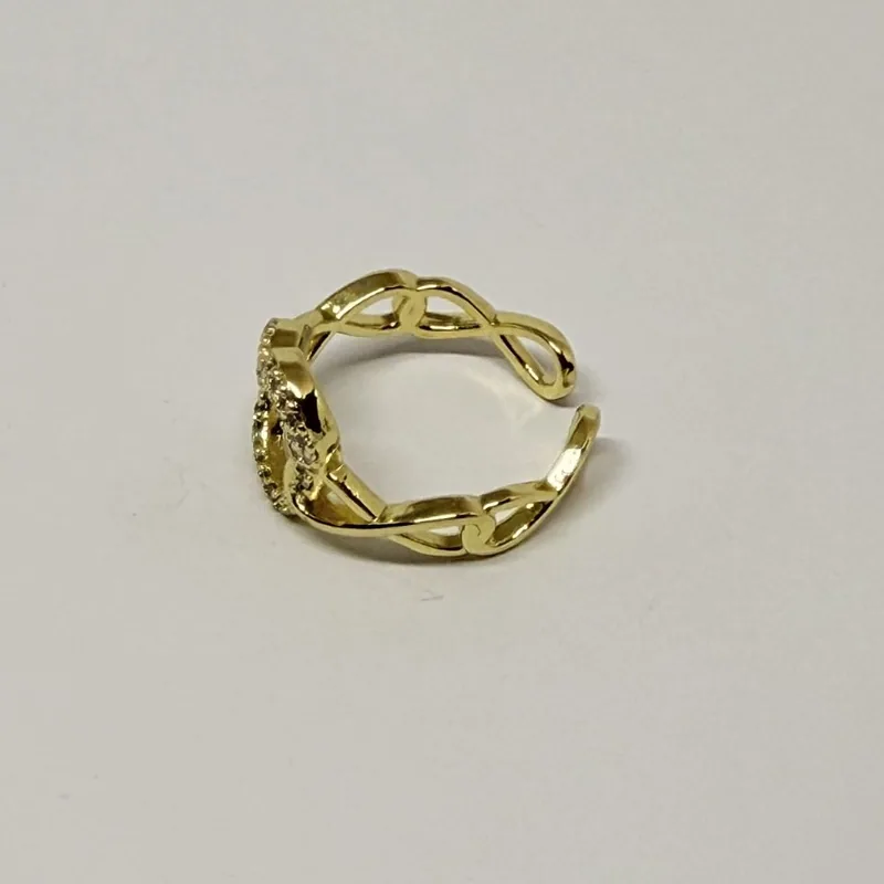 Anel dourado aberto com elos entrelaçados vazados — ref. ANQ0050A