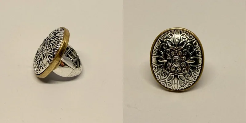 Anel prateado com pérolas e detalhes em cristal — ref. ANL0058A