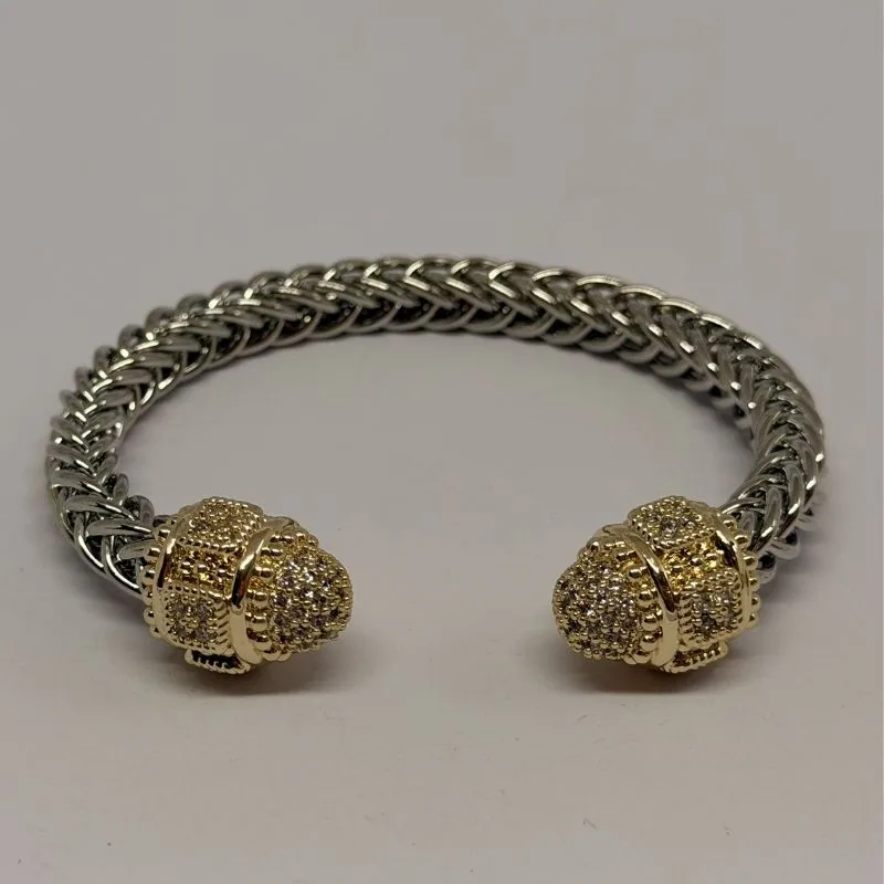 Bracelete dourado com cristais em degradê de tons — ref. BTE0078A