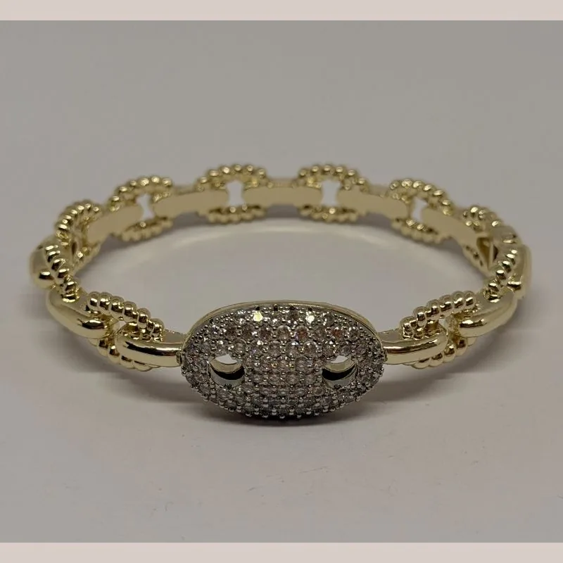 Bracelete dourado com design de serpente e escamas — ref. BTE0064A