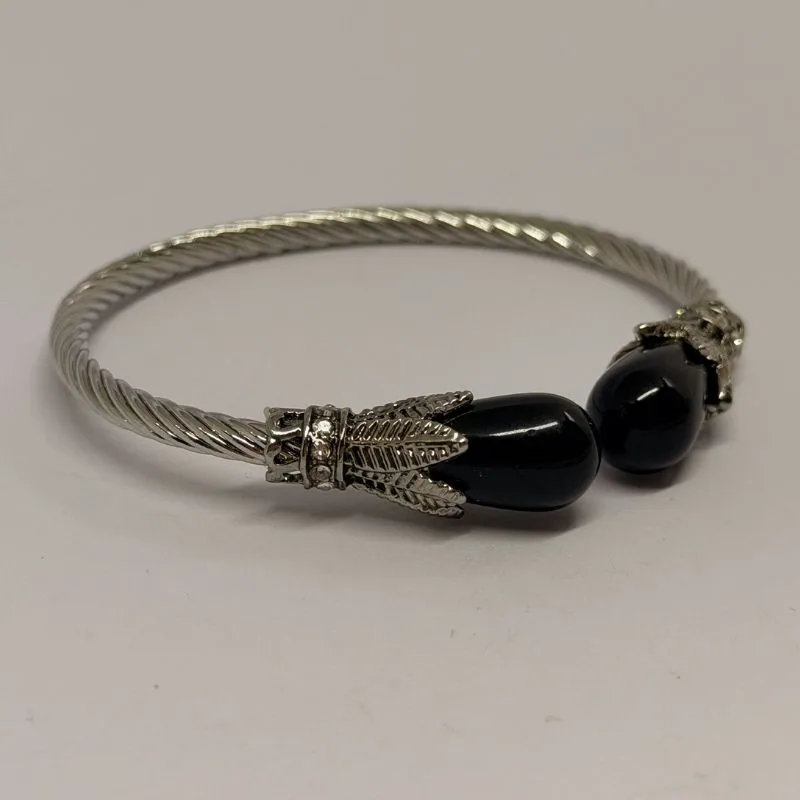 Bracelete dourado com pedras âmbar e moldura solar — ref. BTE0073A