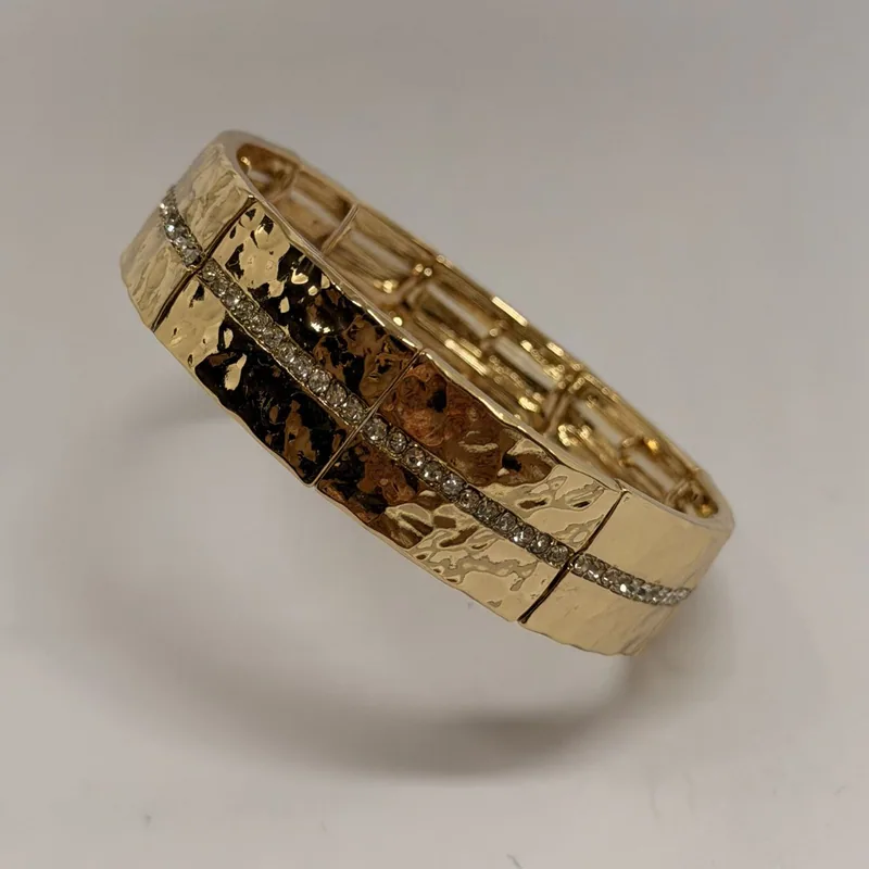 Bracelete com painéis em estilo Art Déco prateado